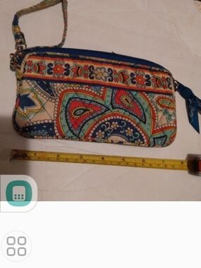 Vera Bradley Paisley Wristlet in Blue Turquoise Red